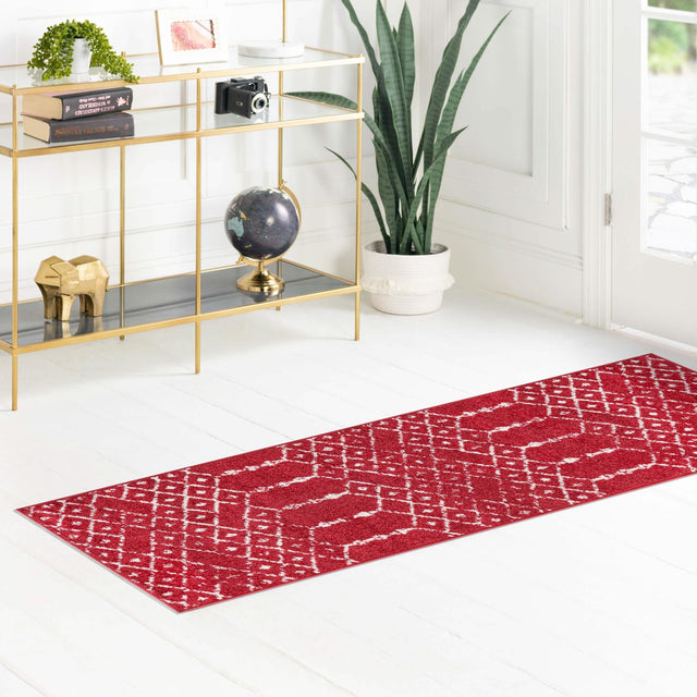 Raspberry Pink 2' x 9' 10 Paxon Trellis Runner Area Rug Geometric Durable Stain Resistant Easy Clean Carpet for Modern Interior Home Decor for Sale at Rug Engine