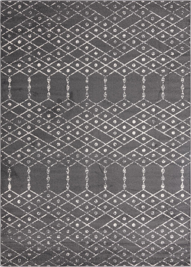 Charcoal Gray 10' x 14' Paxon Trellis Rectangle Area Rug Geometric Durable Stain Resistant Easy Clean Carpet for Modern Interior Home Decor for Sale at Rug Engine