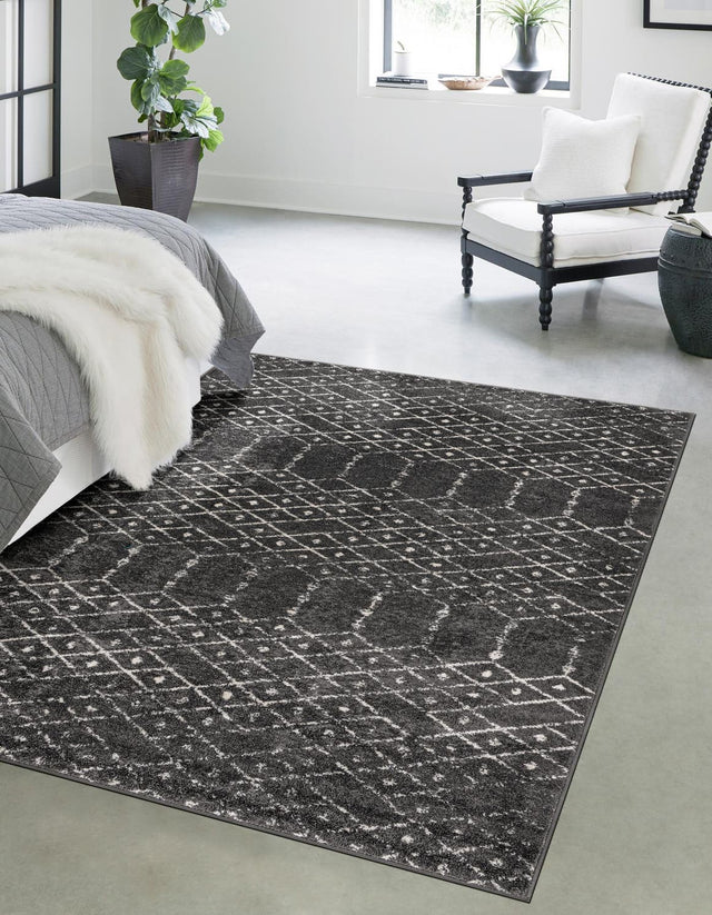 Charcoal Gray 5' 3 x 8' Paxon Trellis Rectangle Area Rug Geometric Durable Stain Resistant Easy Clean Carpet for Modern Interior Home Decor for Sale at Rug Engine
