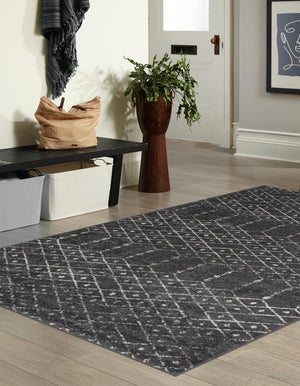 Charcoal Gray 5' 3 x 8' Paxon Trellis Rectangle Area Rug Geometric Durable Stain Resistant Easy Clean Carpet for Modern Interior Home Decor for Sale at Rug Engine