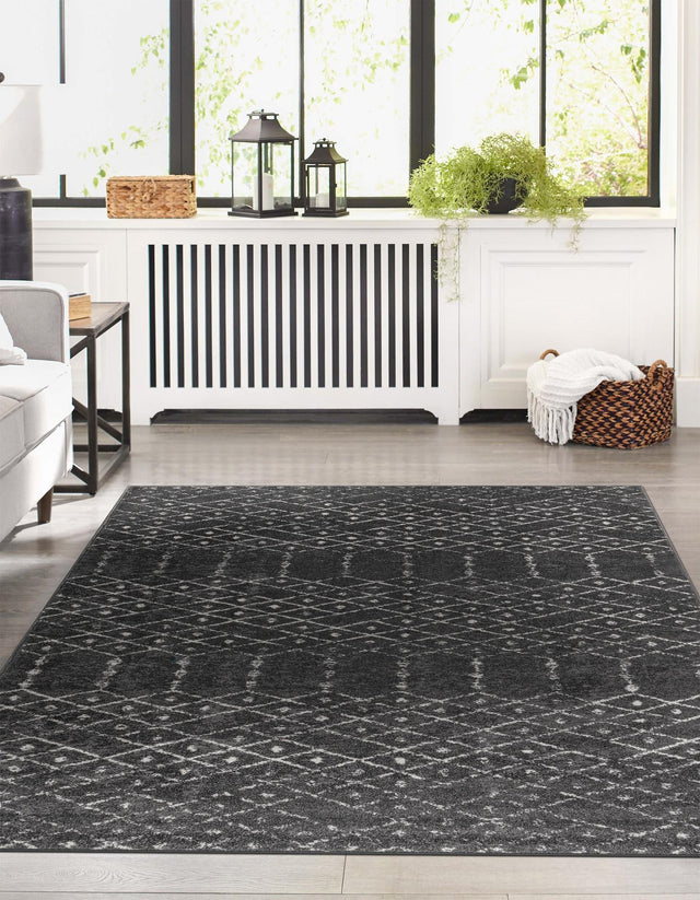 Charcoal Gray 5' 3 x 8' Paxon Trellis Rectangle Area Rug Geometric Durable Stain Resistant Easy Clean Carpet for Modern Interior Home Decor for Sale at Rug Engine