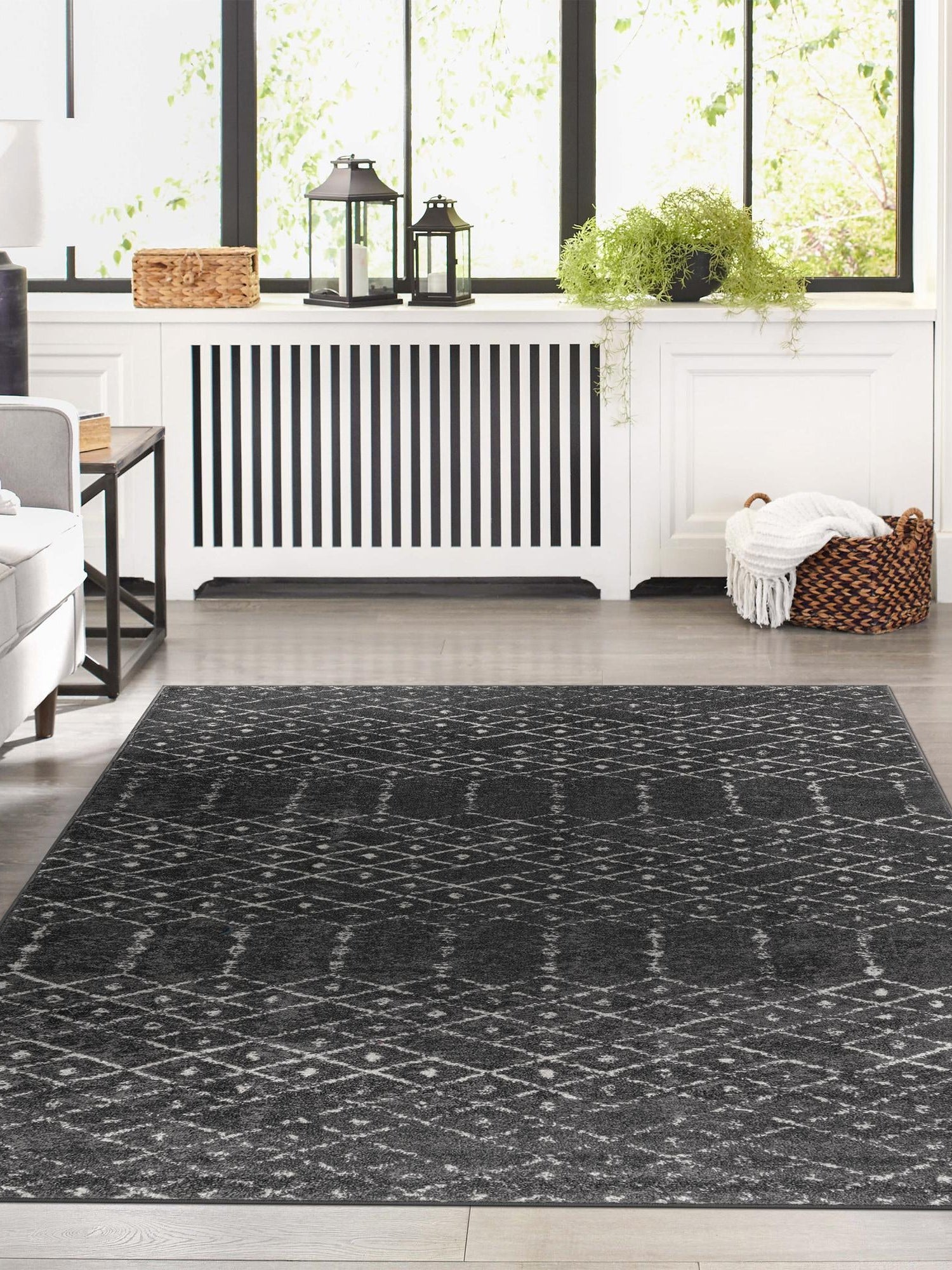 Charcoal Gray 3' 3 x 5' 3 Paxon Trellis Rectangle Area Rug Geometric Durable Stain Resistant Easy Clean Carpet for Modern Interior Home Decor for Sale at Rug Engine