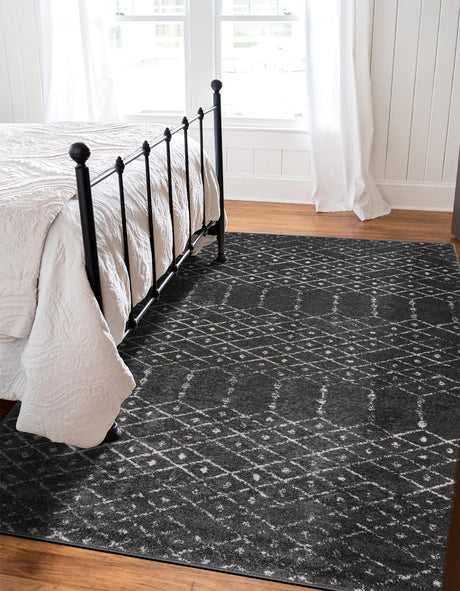 Charcoal Gray 5' 3 x 8' Paxon Trellis Rectangle Area Rug Geometric Durable Stain Resistant Easy Clean Carpet for Modern Interior Home Decor for Sale at Rug Engine