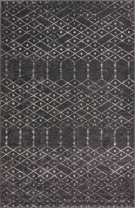 Charcoal Gray 5' 3 x 8' Paxon Trellis Rectangle Area Rug Geometric Durable Stain Resistant Easy Clean Carpet for Modern Interior Home Decor for Sale at Rug Engine