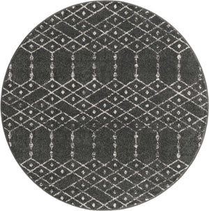 Charcoal Gray 7' 10 x 7' 10 Paxon Trellis Round Area Rug Geometric Durable Stain Resistant Easy Clean Carpet for Modern Interior Home Decor for Sale at Rug Engine