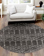 Charcoal Gray 5' 3 x 5' 3 Paxon Trellis Round Area Rug Geometric Durable Stain Resistant Easy Clean Carpet for Modern Interior Home Decor for Sale at Rug Engine