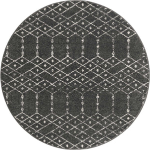 Charcoal Gray 5' 3 x 5' 3 Paxon Trellis Round Area Rug Geometric Durable Stain Resistant Easy Clean Carpet for Modern Interior Home Decor for Sale at Rug Engine