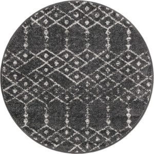 Charcoal Gray 3' x 3' Paxon Trellis Round Area Rug Geometric Durable Stain Resistant Easy Clean Carpet for Modern Interior Home Decor for Sale at Rug Engine