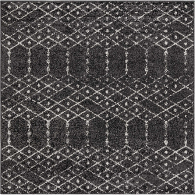 Charcoal Gray 5' 3 x 5' 3 Paxon Trellis Square Area Rug Geometric Durable Stain Resistant Easy Clean Carpet for Modern Interior Home Decor for Sale at Rug Engine