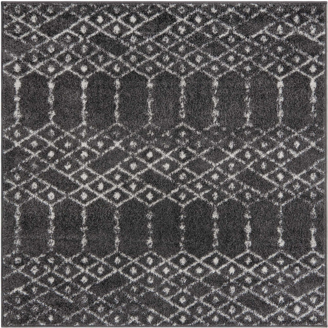 Charcoal Gray 4' x 4' Paxon Trellis Square Area Rug Geometric Durable Stain Resistant Easy Clean Carpet for Modern Interior Home Decor for Sale at Rug Engine