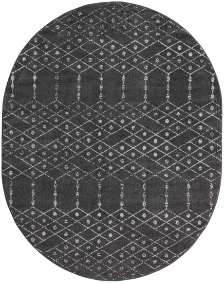 Charcoal Gray 7' 10 x 10' Paxon Trellis Oval Area Rug Geometric Durable Stain Resistant Easy Clean Carpet for Modern Interior Home Decor for Sale at Rug Engine