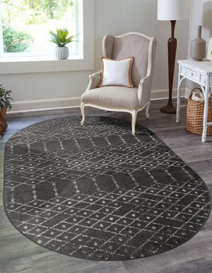Charcoal Gray 4' x 6' Paxon Trellis Oval Area Rug Geometric Durable Stain Resistant Easy Clean Carpet for Modern Interior Home Decor for Sale at Rug Engine