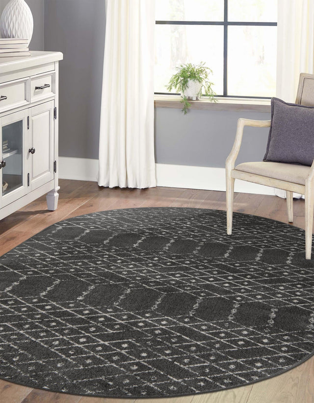 Charcoal Gray 7' 10 x 10' Paxon Trellis Oval Area Rug Geometric Durable Stain Resistant Easy Clean Carpet for Modern Interior Home Decor for Sale at Rug Engine