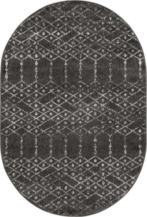 Charcoal Gray 4' x 6' Paxon Trellis Oval Area Rug Geometric Durable Stain Resistant Easy Clean Carpet for Modern Interior Home Decor for Sale at Rug Engine