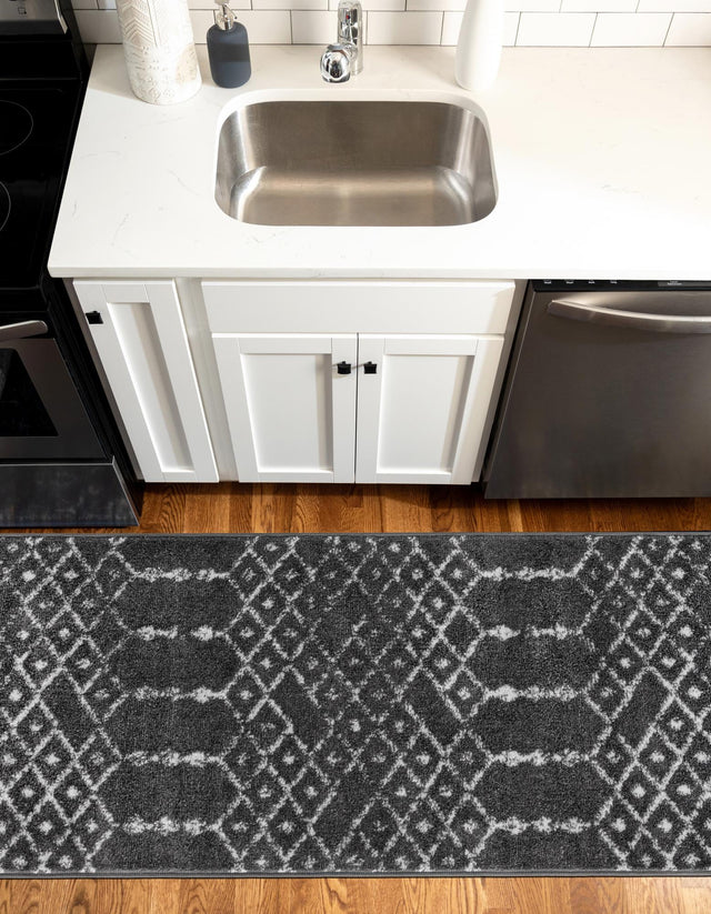 Charcoal Gray 2' x 9' 10 Paxon Trellis Runner Area Rug Geometric Durable Stain Resistant Easy Clean Carpet for Modern Interior Home Decor for Sale at Rug Engine