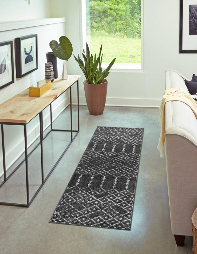 Charcoal Gray 2' 11 x 16' Paxon Trellis Runner Area Rug Geometric Durable Stain Resistant Easy Clean Carpet for Modern Interior Home Decor for Sale at Rug Engine