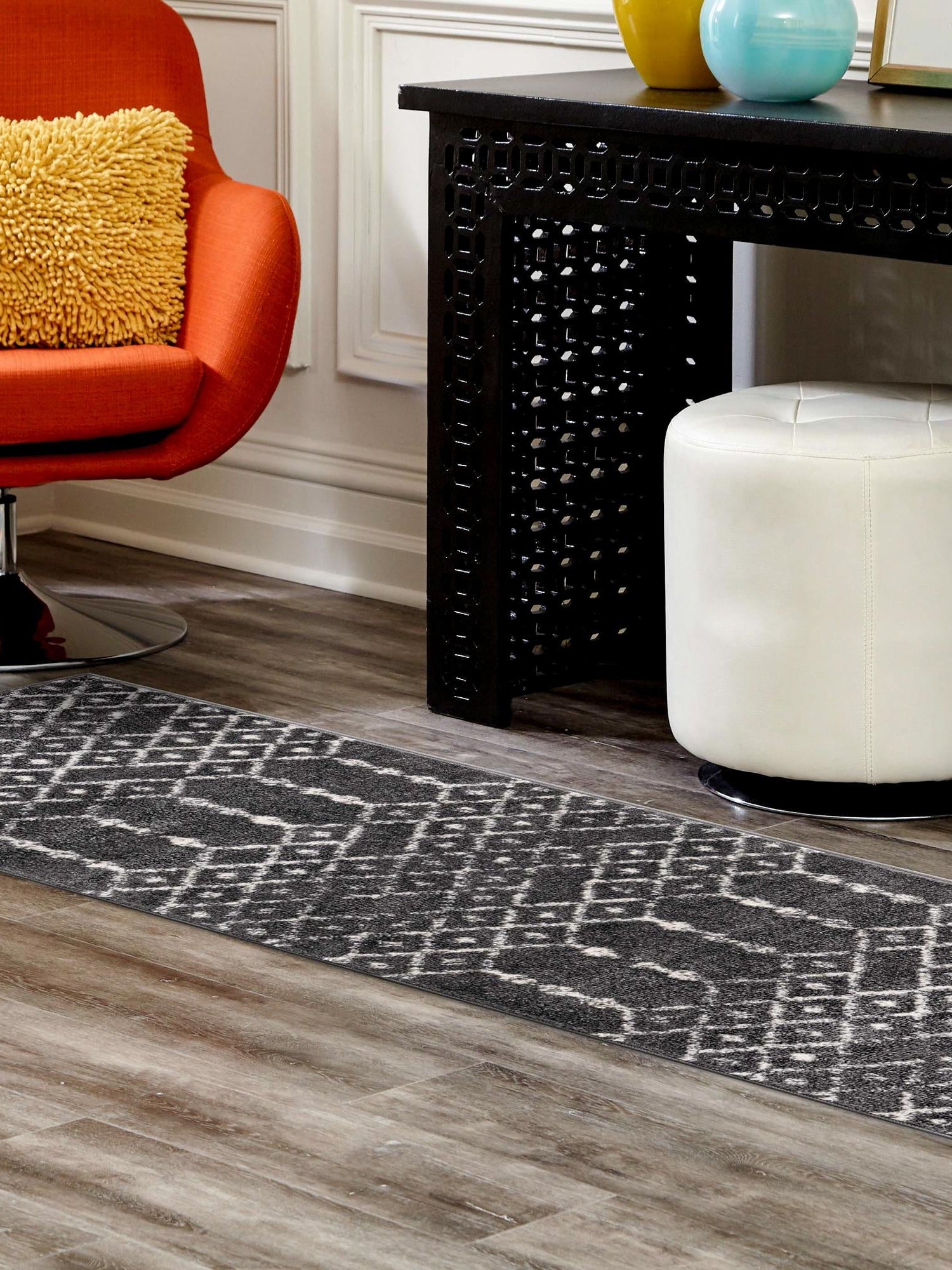 Charcoal Gray 2' 11 x 13' Paxon Trellis Runner Area Rug Geometric Durable Stain Resistant Easy Clean Carpet for Modern Interior Home Decor for Sale at Rug Engine