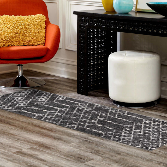 Charcoal Gray 2' 11 x 13' Paxon Trellis Runner Area Rug Geometric Durable Stain Resistant Easy Clean Carpet for Modern Interior Home Decor for Sale at Rug Engine