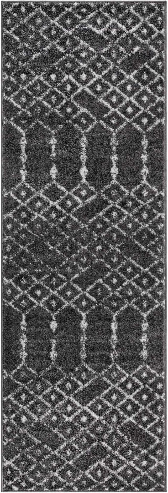 Charcoal Gray 2' x 6' Paxon Trellis Runner Area Rug Geometric Durable Stain Resistant Easy Clean Carpet for Modern Interior Home Decor for Sale at Rug Engine