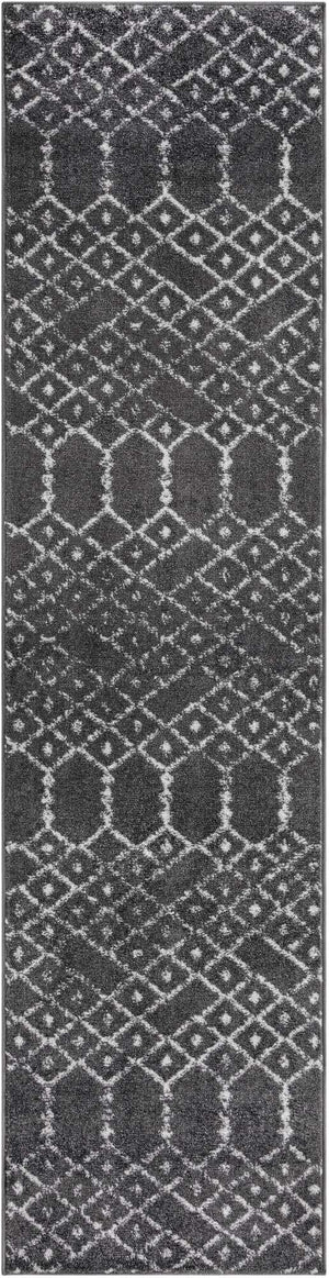 Charcoal Gray 2' x 8' Paxon Trellis Runner Area Rug Geometric Durable Stain Resistant Easy Clean Carpet for Modern Interior Home Decor for Sale at Rug Engine