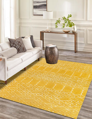 Yellow 5' 3 x 8' Paxon Trellis Rectangle Area Rug Geometric Durable Stain Resistant Easy Clean Carpet for Modern Interior Home Decor for Sale at Rug Engine