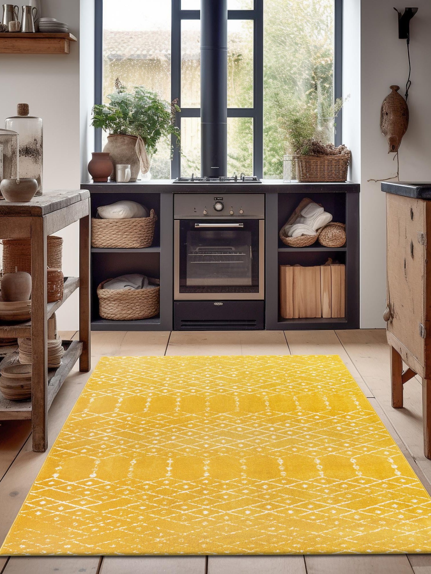 Yellow 7' 10 x 10' Paxon Trellis Rectangle Area Rug Geometric Durable Stain Resistant Easy Clean Carpet for Modern Interior Home Decor for Sale at Rug Engine