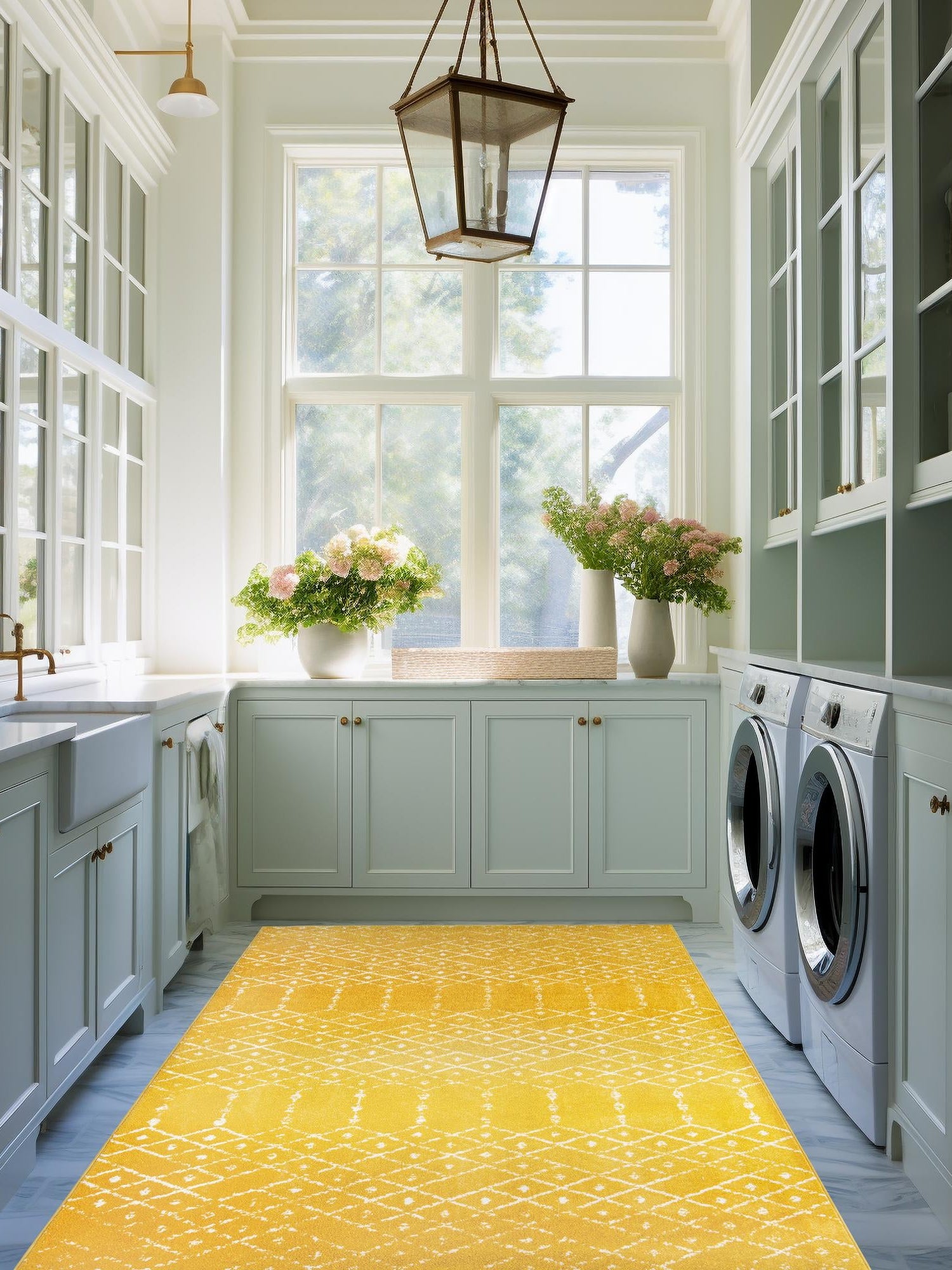 Yellow 7' 10 x 10' Paxon Trellis Rectangle Area Rug Geometric Durable Stain Resistant Easy Clean Carpet for Modern Interior Home Decor for Sale at Rug Engine
