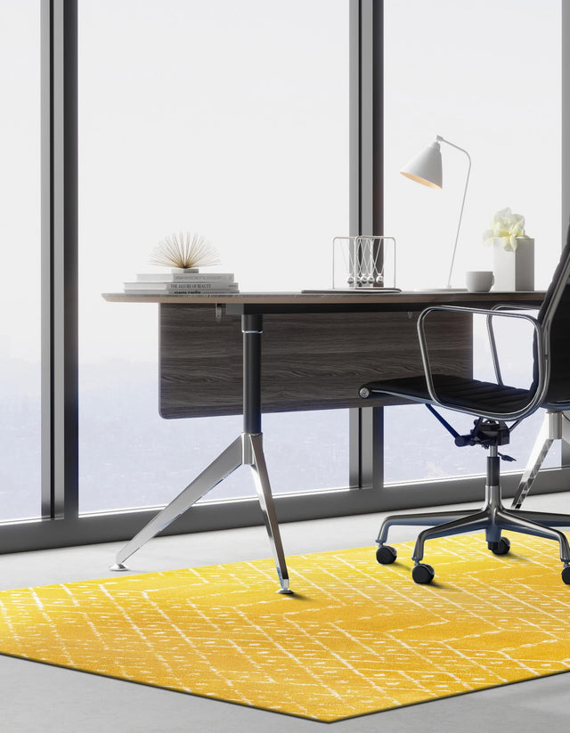 Yellow 7' 10 x 10' Paxon Trellis Rectangle Area Rug Geometric Durable Stain Resistant Easy Clean Carpet for Modern Interior Home Decor for Sale at Rug Engine