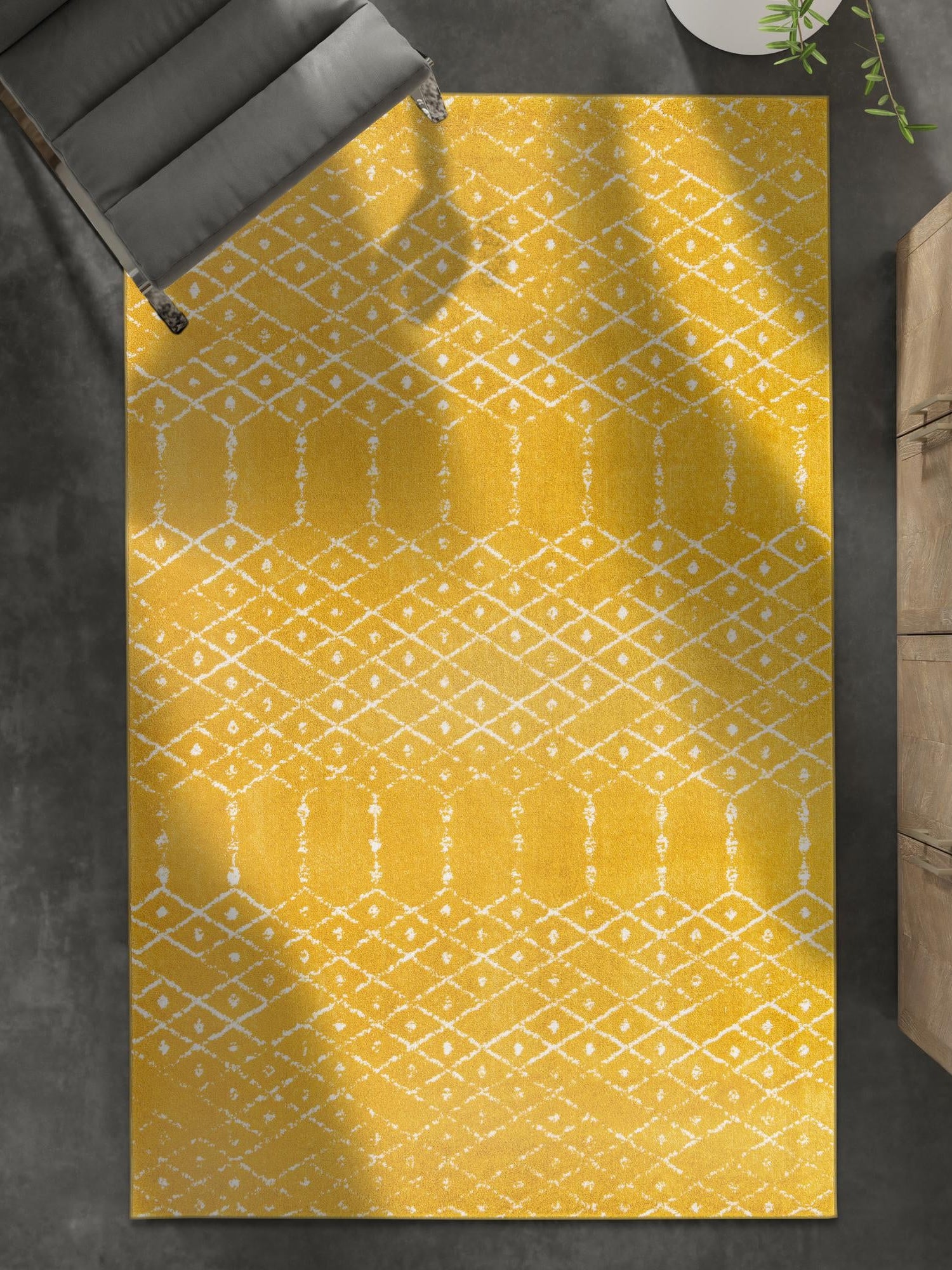 Yellow 3' 3 x 5' 3 Paxon Trellis Rectangle Area Rug Geometric Durable Stain Resistant Easy Clean Carpet for Modern Interior Home Decor for Sale at Rug Engine