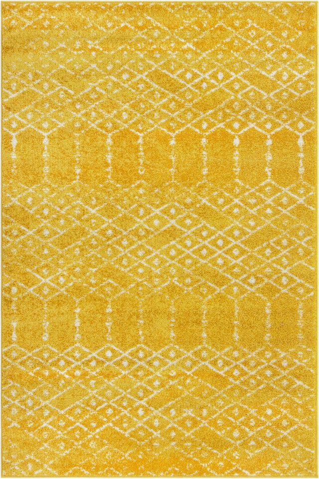 Yellow 4' 1 x 6' 1 Paxon Trellis Rectangle Area Rug Geometric Durable Stain Resistant Easy Clean Carpet for Modern Interior Home Decor for Sale at Rug Engine