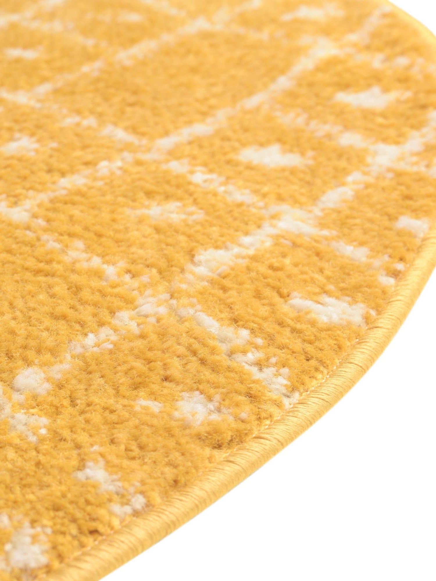 Yellow 7' 10 x 7' 10 Paxon Trellis Round Area Rug Geometric Durable Stain Resistant Easy Clean Carpet for Modern Interior Home Decor for Sale at Rug Engine