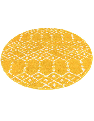 Yellow 3' x 3' Paxon Trellis Round Area Rug Geometric Durable Stain Resistant Easy Clean Carpet for Modern Interior Home Decor for Sale at Rug Engine