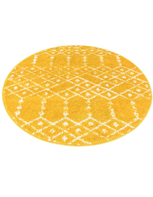 Yellow 3' x 3' Paxon Trellis Round Area Rug Geometric Durable Stain Resistant Easy Clean Carpet for Modern Interior Home Decor for Sale at Rug Engine
