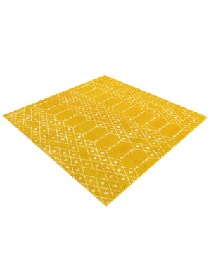 Yellow 7' 10 x 7' 10 Paxon Trellis Square Area Rug Geometric Durable Stain Resistant Easy Clean Carpet for Modern Interior Home Decor for Sale at Rug Engine
