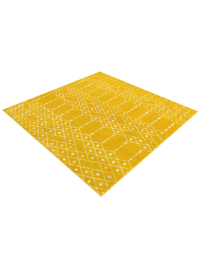 Yellow 7' 10 x 7' 10 Paxon Trellis Square Area Rug Geometric Durable Stain Resistant Easy Clean Carpet for Modern Interior Home Decor for Sale at Rug Engine