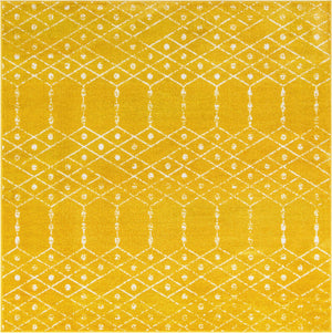 Yellow 7' 10 x 7' 10 Paxon Trellis Square Area Rug Geometric Durable Stain Resistant Easy Clean Carpet for Modern Interior Home Decor for Sale at Rug Engine
