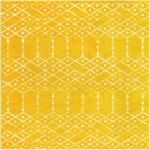 Yellow 5' 3 x 5' 3 Paxon Trellis Square Area Rug Geometric Durable Stain Resistant Easy Clean Carpet for Modern Interior Home Decor for Sale at Rug Engine