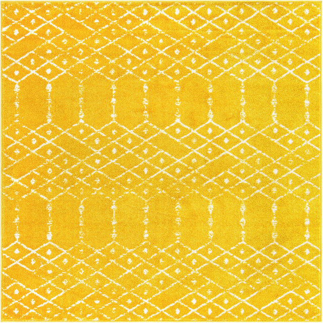Yellow 5' 3 x 5' 3 Paxon Trellis Square Area Rug Geometric Durable Stain Resistant Easy Clean Carpet for Modern Interior Home Decor for Sale at Rug Engine