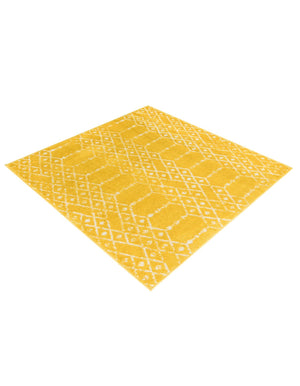 Yellow 4' x 4' Paxon Trellis Square Area Rug Geometric Durable Stain Resistant Easy Clean Carpet for Modern Interior Home Decor for Sale at Rug Engine