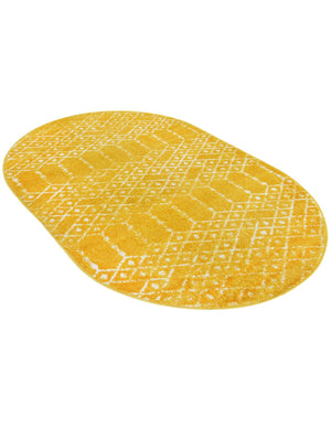 Yellow 4' x 6' Paxon Trellis Oval Area Rug Geometric Durable Stain Resistant Easy Clean Carpet for Modern Interior Home Decor for Sale at Rug Engine