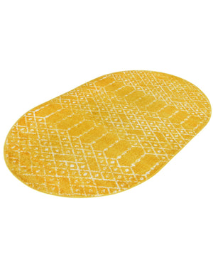 Yellow 4' x 6' Paxon Trellis Oval Area Rug Geometric Durable Stain Resistant Easy Clean Carpet for Modern Interior Home Decor for Sale at Rug Engine