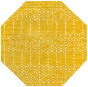 Yellow 7' 10 x 7' 10 Paxon Trellis Octagon Area Rug Geometric Durable Stain Resistant Easy Clean Carpet for Modern Interior Home Decor for Sale at Rug Engine