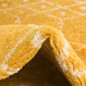 Yellow 7' 10 x 7' 10 Paxon Trellis Octagon Area Rug Geometric Durable Stain Resistant Easy Clean Carpet for Modern Interior Home Decor for Sale at Rug Engine