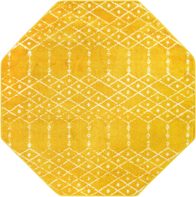 Yellow 5' 3 x 5' 3 Paxon Trellis Octagon Area Rug Geometric Durable Stain Resistant Easy Clean Carpet for Modern Interior Home Decor for Sale at Rug Engine