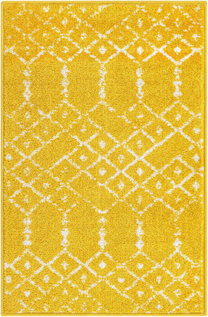Yellow 2' x 3' Paxon Trellis Rectangle Area Rug Geometric Durable Stain Resistant Easy Clean Carpet for Modern Interior Home Decor for Sale at Rug Engine