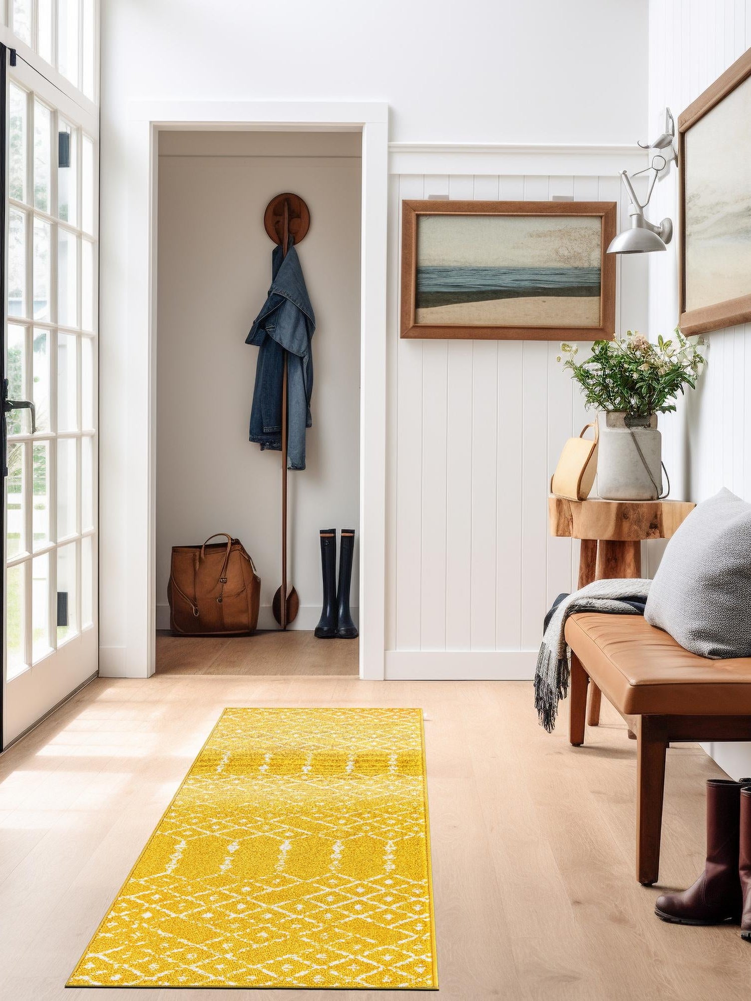 Yellow 2' 11 x 16' Paxon Trellis Runner Area Rug Geometric Durable Stain Resistant Easy Clean Carpet for Modern Interior Home Decor for Sale at Rug Engine