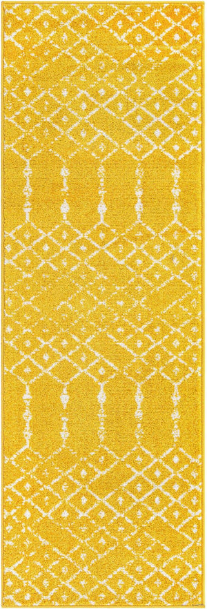 Yellow 2' x 6' 1 Paxon Trellis Runner Area Rug Geometric Durable Stain Resistant Easy Clean Carpet for Modern Interior Home Decor for Sale at Rug Engine