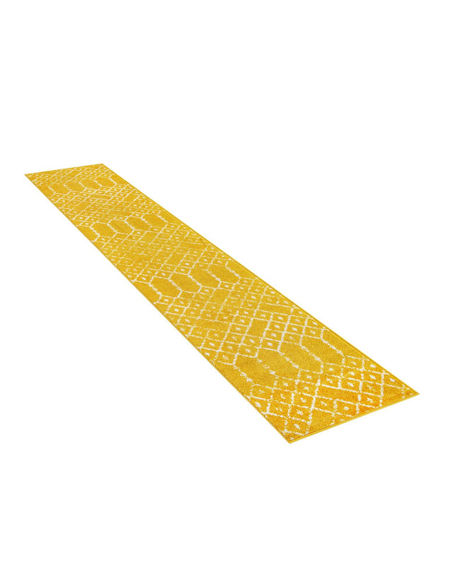 Yellow 2' x 8' Paxon Trellis Runner Area Rug Geometric Durable Stain Resistant Easy Clean Carpet for Modern Interior Home Decor for Sale at Rug Engine