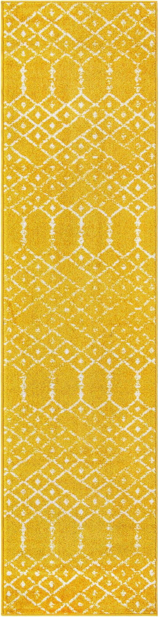 Yellow 2' x 8' Paxon Trellis Runner Area Rug Geometric Durable Stain Resistant Easy Clean Carpet for Modern Interior Home Decor for Sale at Rug Engine
