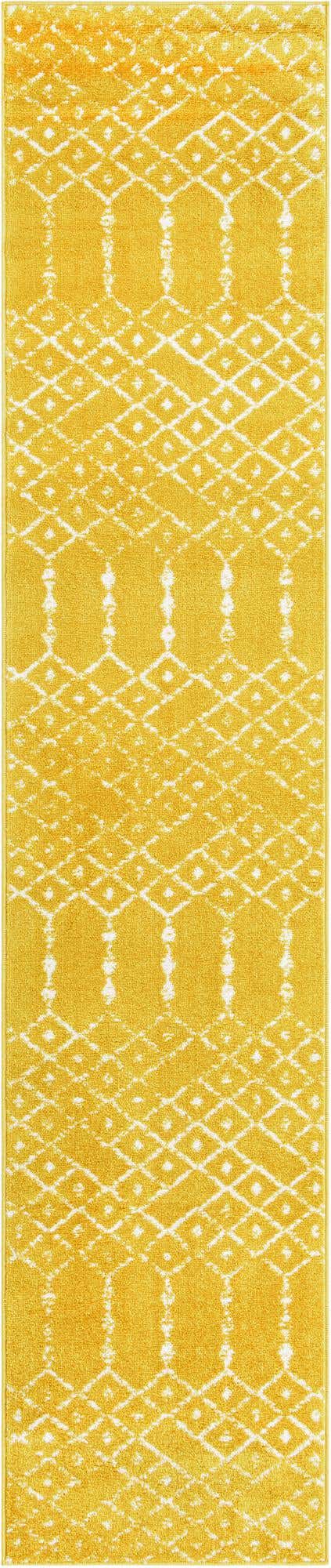 Yellow 2' x 9' 10 Paxon Trellis Runner Area Rug Geometric Durable Stain Resistant Easy Clean Carpet for Modern Interior Home Decor for Sale at Rug Engine